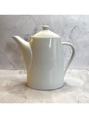 White Teapot Modern Gourmet Foods Sleek Minimalist Whiteware Stoneware